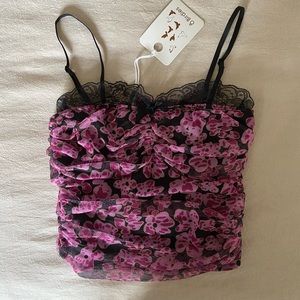 NWT mesh lace crop